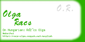 olga racs business card